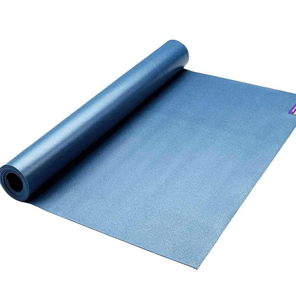 A travel yoga mat, like the blue one shown, is an ideal travel gift for yogis.