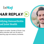 Dr. Andrew McGonigle walks students through a webinar on joint health and how to create yoga flows to support it.