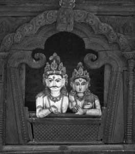 Shiva and Parvati wooden figures in Kathmandu, Nepal